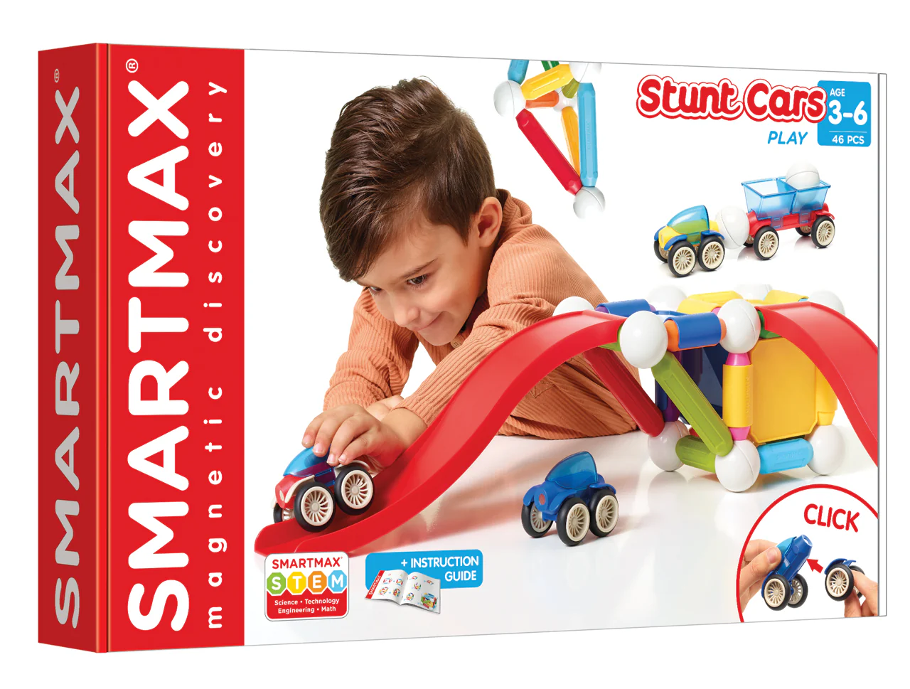 SmartMax Stunt Cars 46-pc STEM Magnetic Building Set for Ages 3+ - Image 3